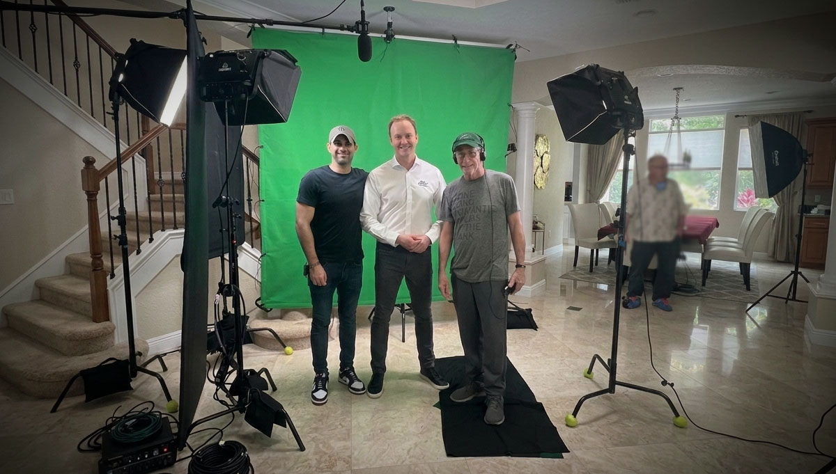 Steve and Matt Marcus on set with Art Edmonds—producing a national commercial